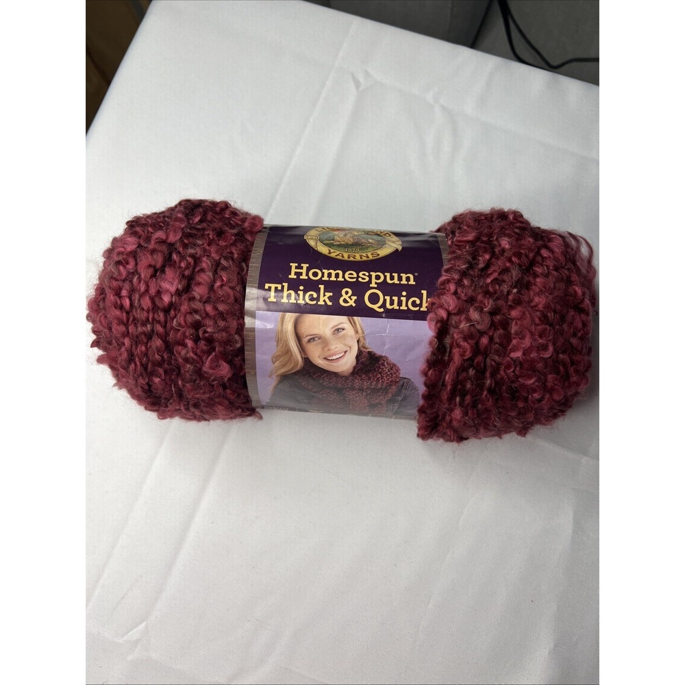 Lion Brand Homespun Thick & Quick Yarn Claret Rough Bordeaux 8 oz 160 yds USA